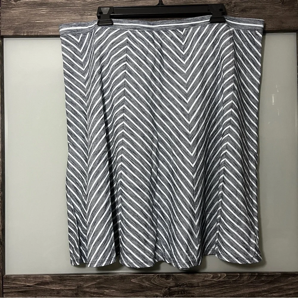 Talbots Navy & Light Blue Chevron A-Line Skirt Nautical Size 2Xp Coastal Grandma - Picture 2 of 5